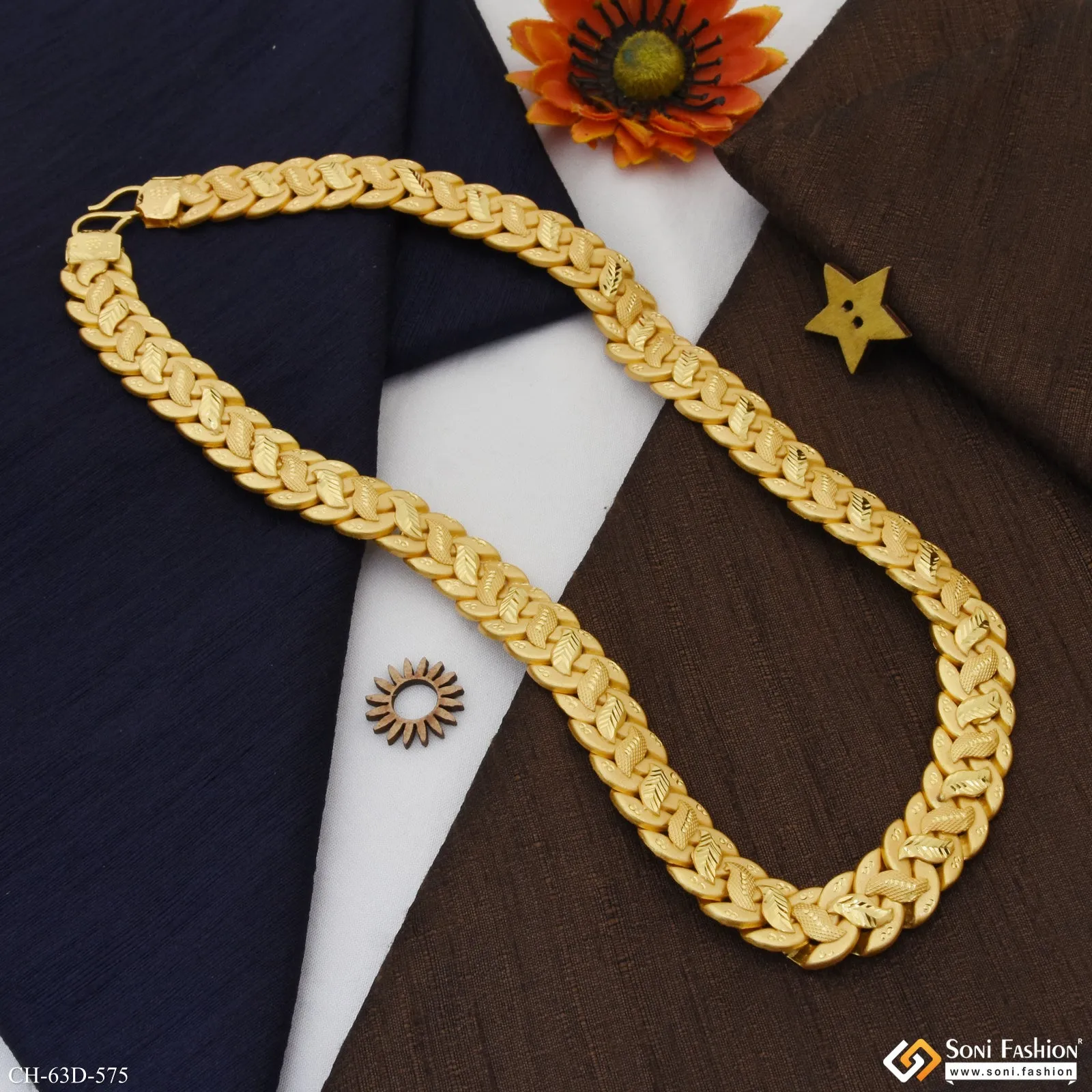 1 Gram Gold Plated Fashionable Design Pokal Chain for Men - Style D575