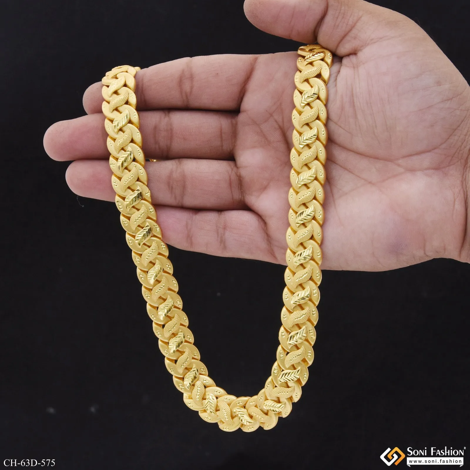 1 Gram Gold Plated Fashionable Design Pokal Chain for Men - Style D575