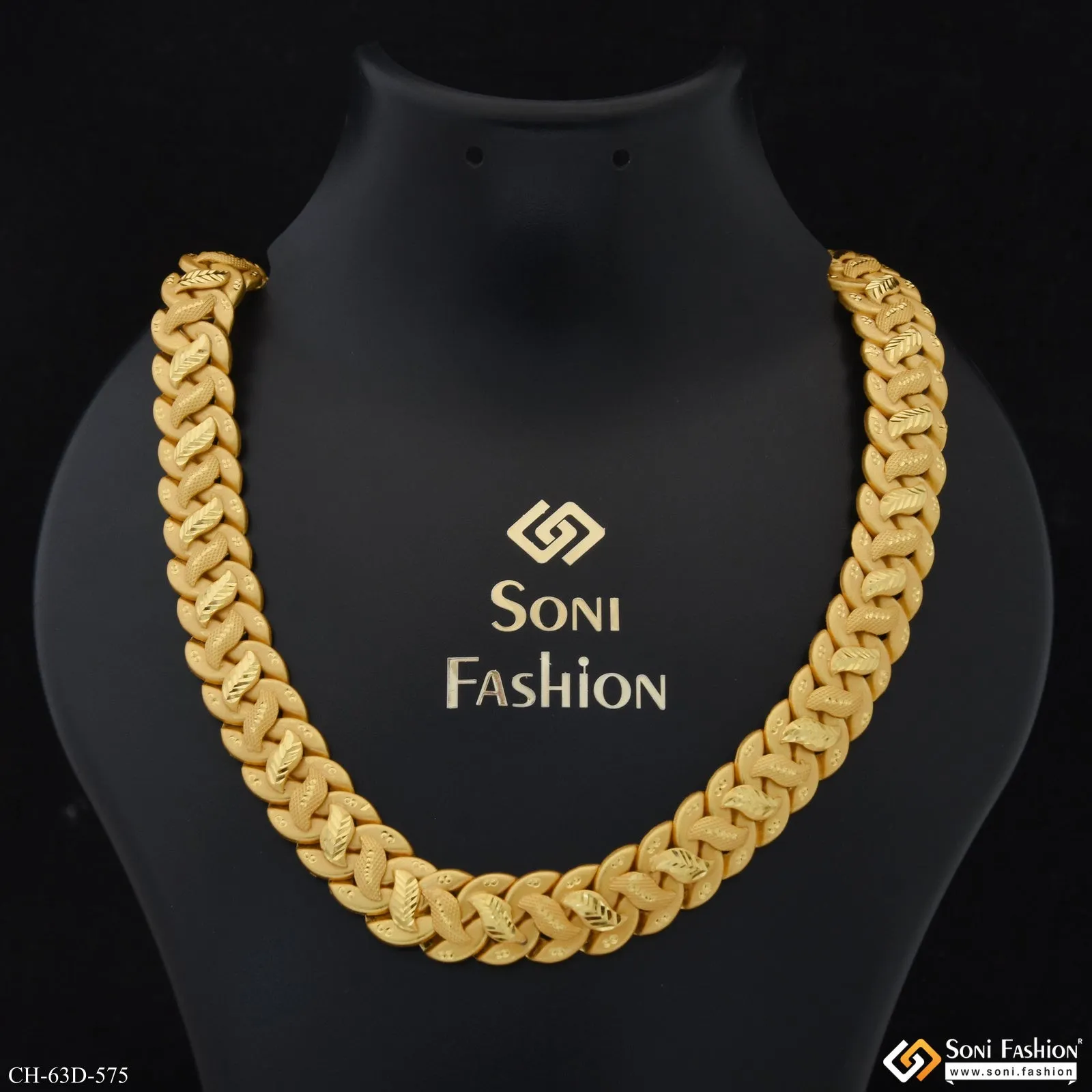 1 Gram Gold Plated Fashionable Design Pokal Chain for Men - Style D575