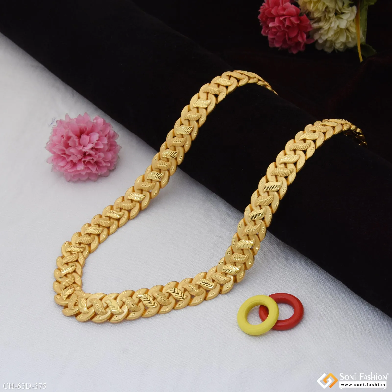 1 Gram Gold Plated Fashionable Design Pokal Chain for Men - Style D575