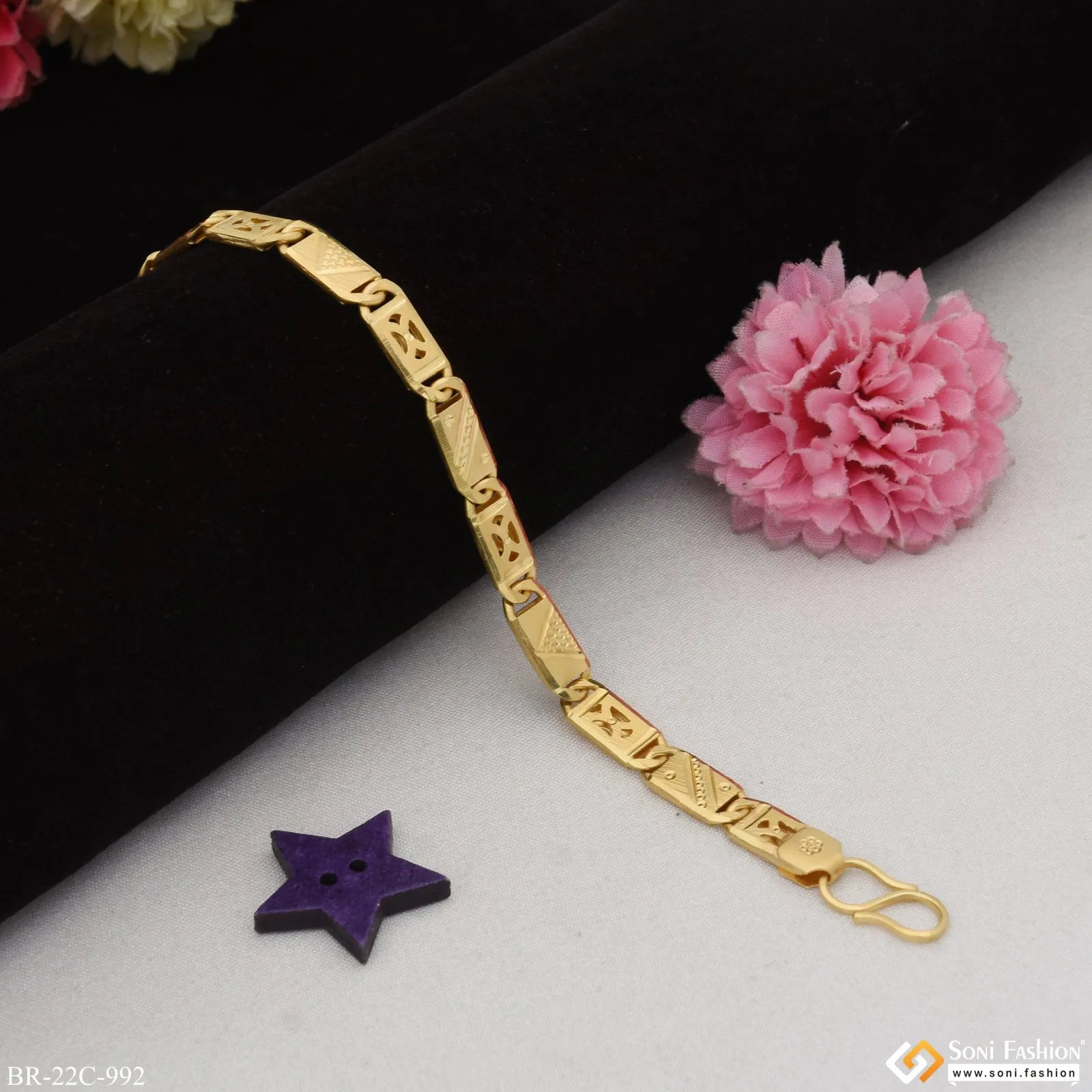 1 Gram Gold Plated Stylish Design Nawabi Bracelet for Men - Style C992
