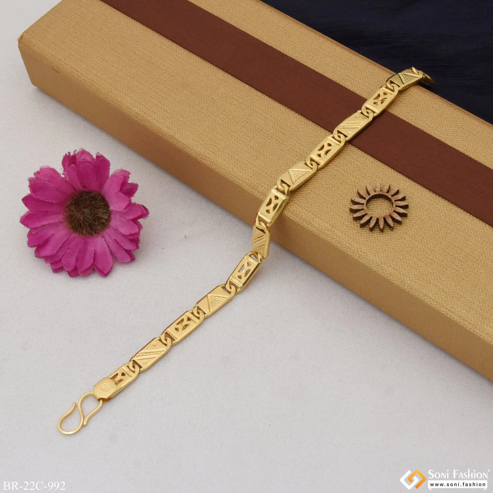 1 Gram Gold Plated Stylish Design Nawabi Bracelet for Men - Style C992