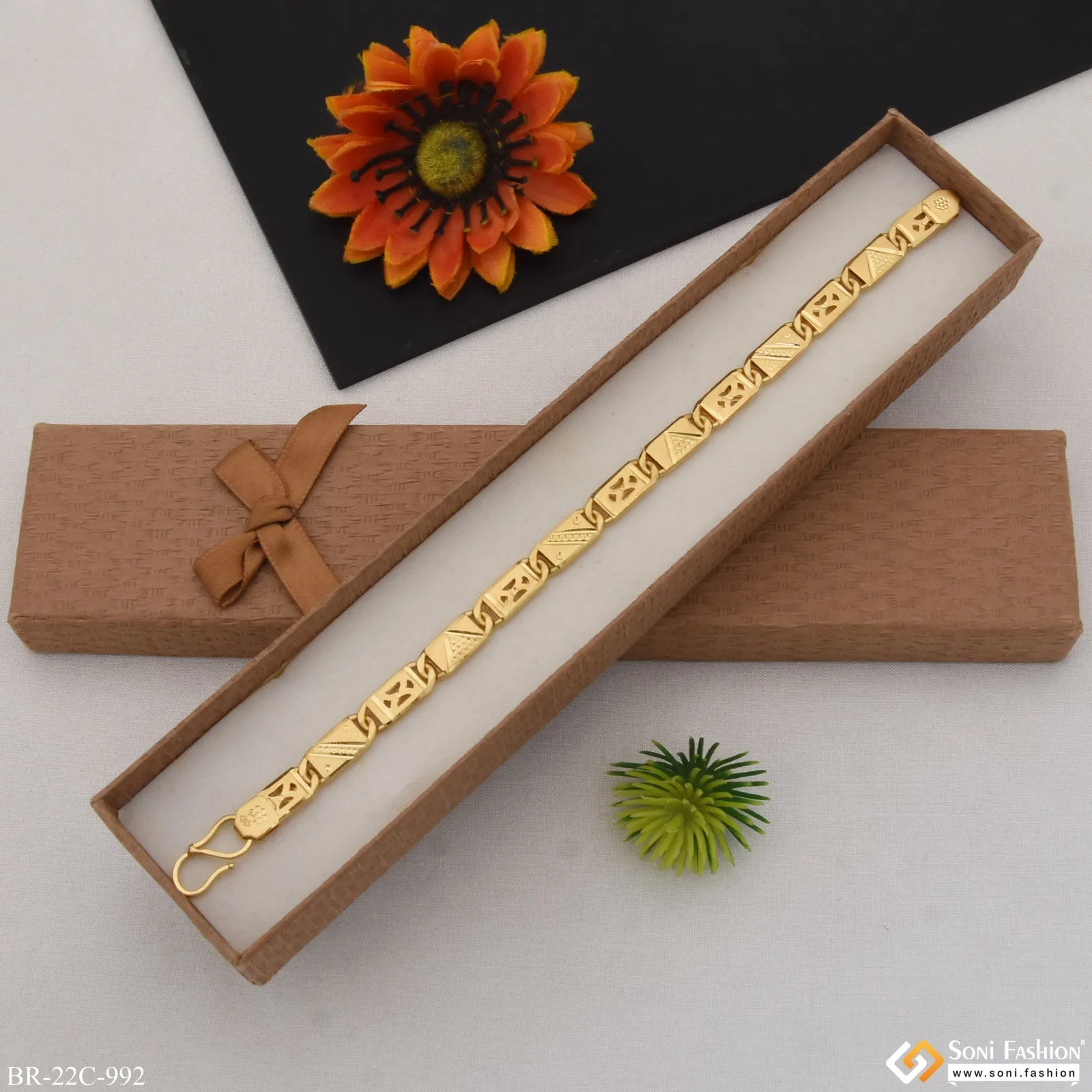 1 Gram Gold Plated Stylish Design Nawabi Bracelet for Men - Style C992