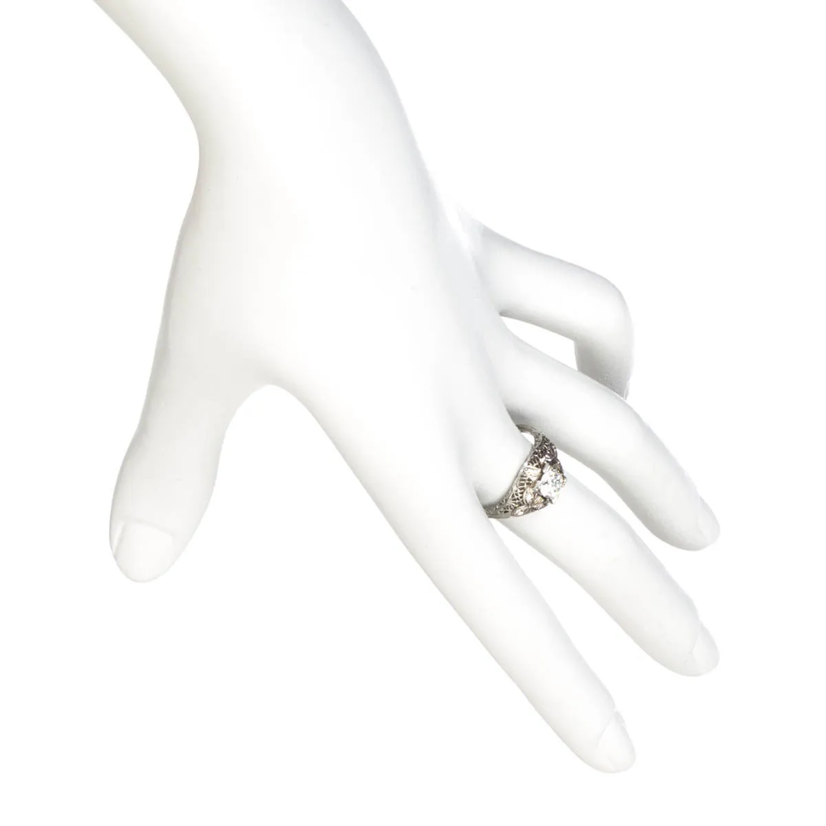 1925 Art Deco Filigree Engagement Ring with Old Euro Cut Diamond