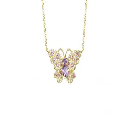 Amethyst Diamond butterfly Necklace