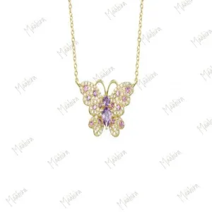 Amethyst Diamond butterfly Necklace