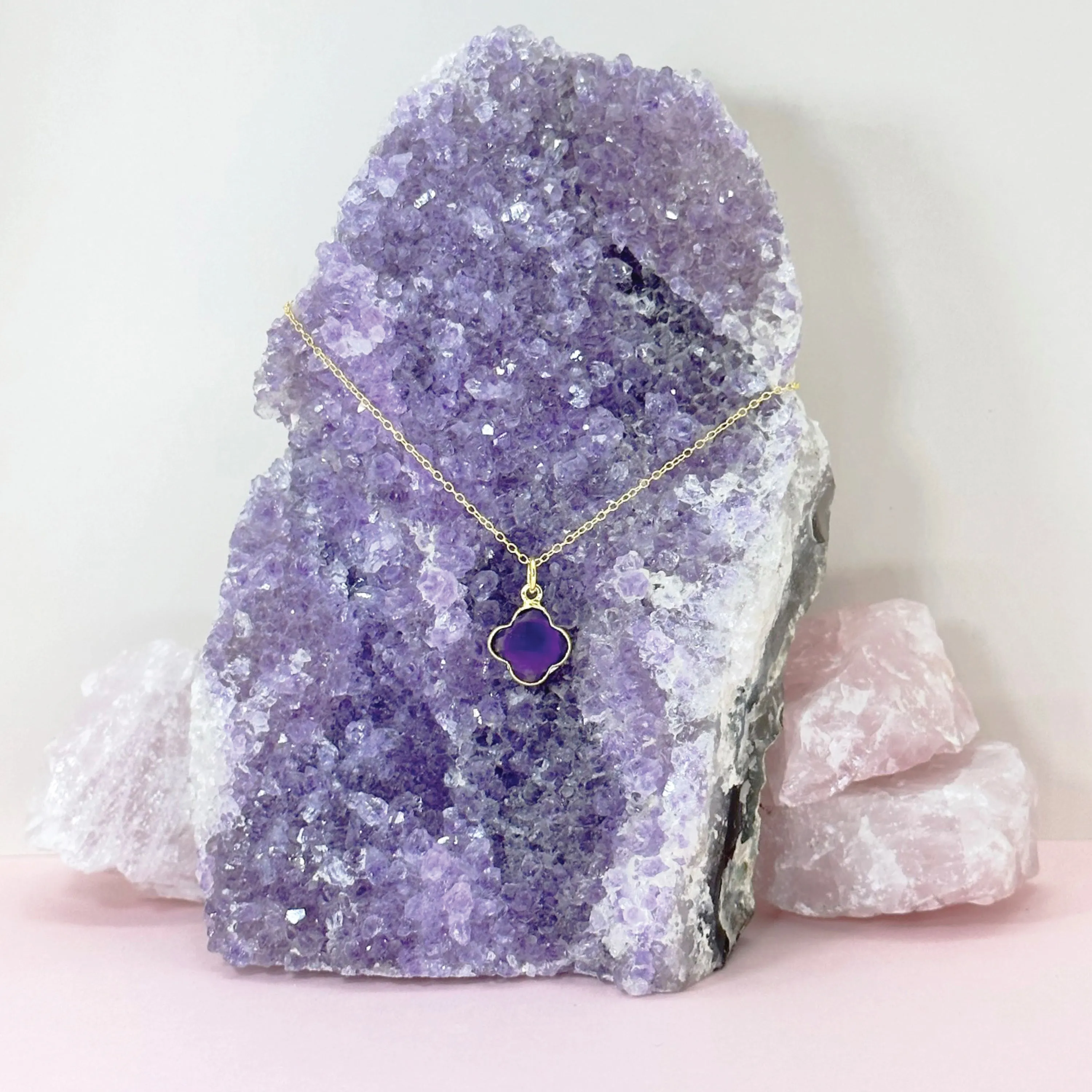 Amethyst Lucky Clover Necklace