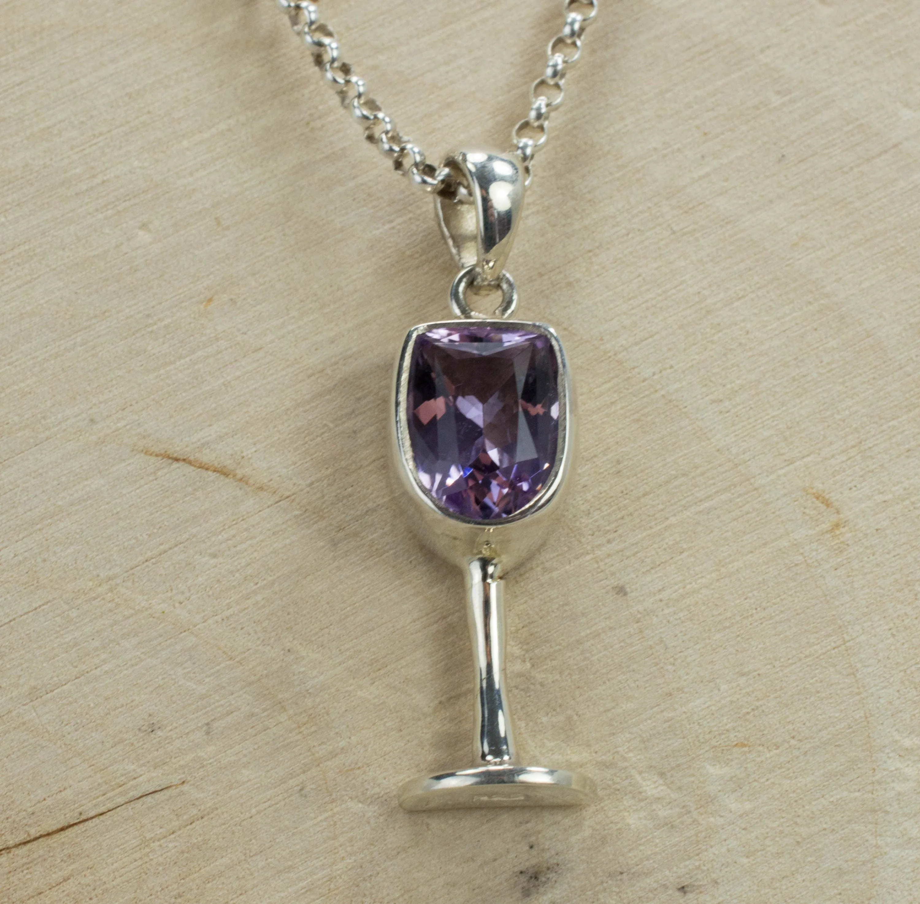 Amethyst Sterling Silver Pendant; Genuine Untreated Brazilian Amethyst; Amethyst Necklace