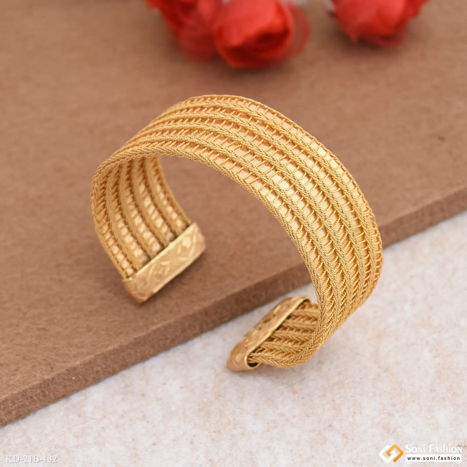 Awesome Design Gold Plated Bracelet Kada for Men - Style B132