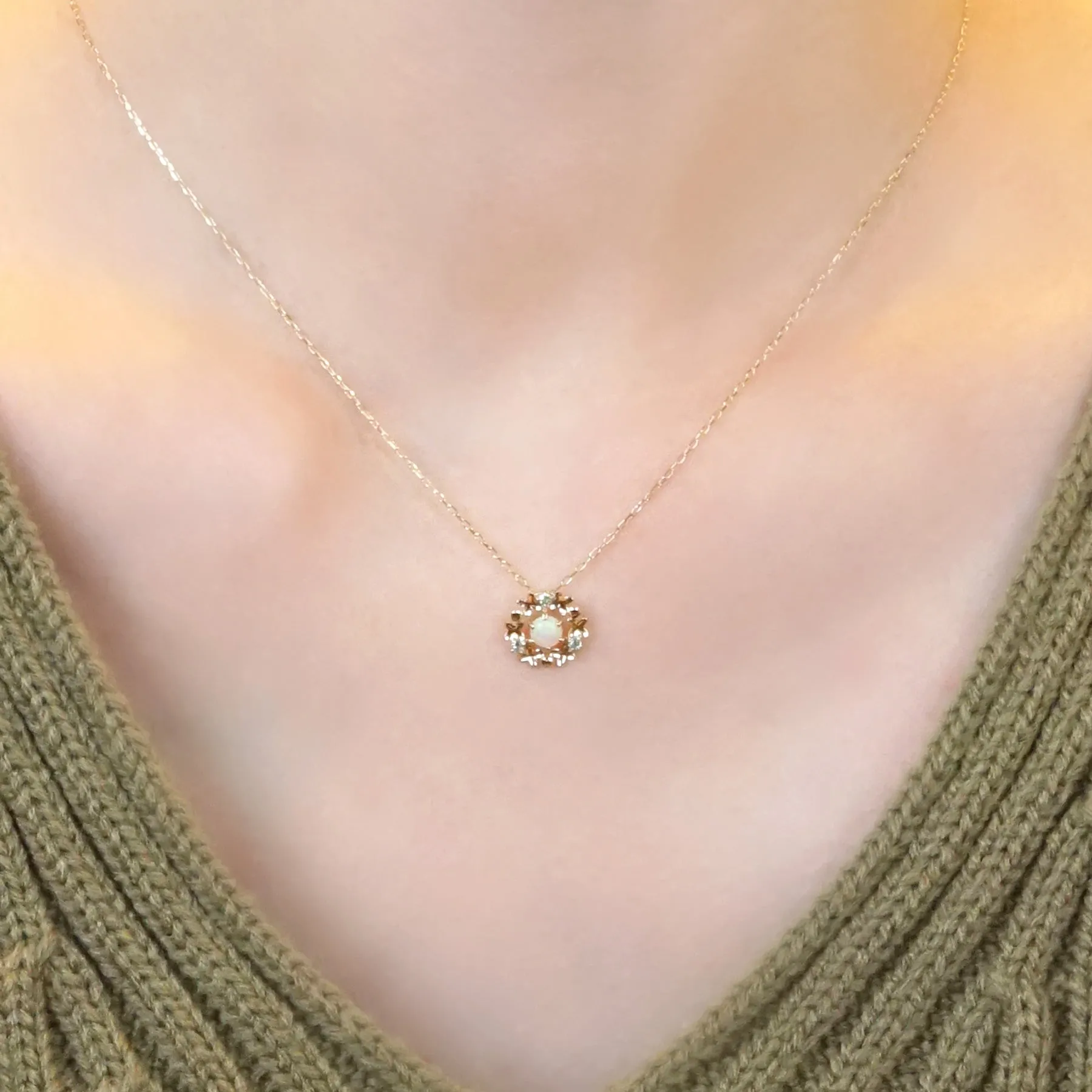 [Birth Flower Jewelry] October - Fragrant Olive Necklace (10K Yellow Gold)