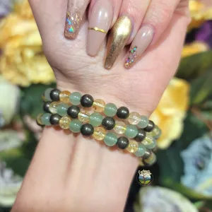 Citrine, Green Aventurine & Pyrite Bracelet for Good Luck, Health, Joy and Prosperity