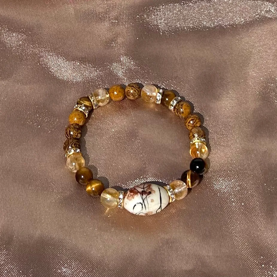 Citrine x Tiger Eye X Picture Jasper Bracelet
