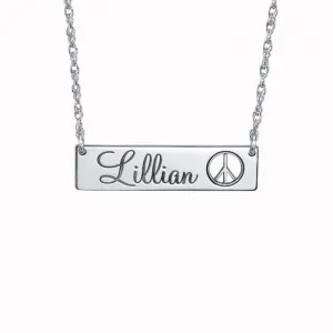 Cutout Peace Sign Name Bar Necklace