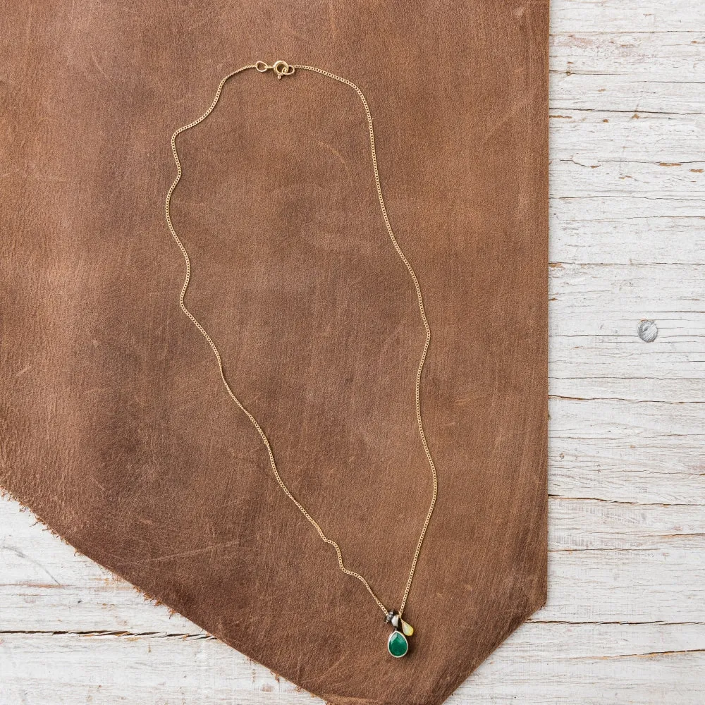 Emerald Pear Necklace with Diamond and Ethiopian Opal