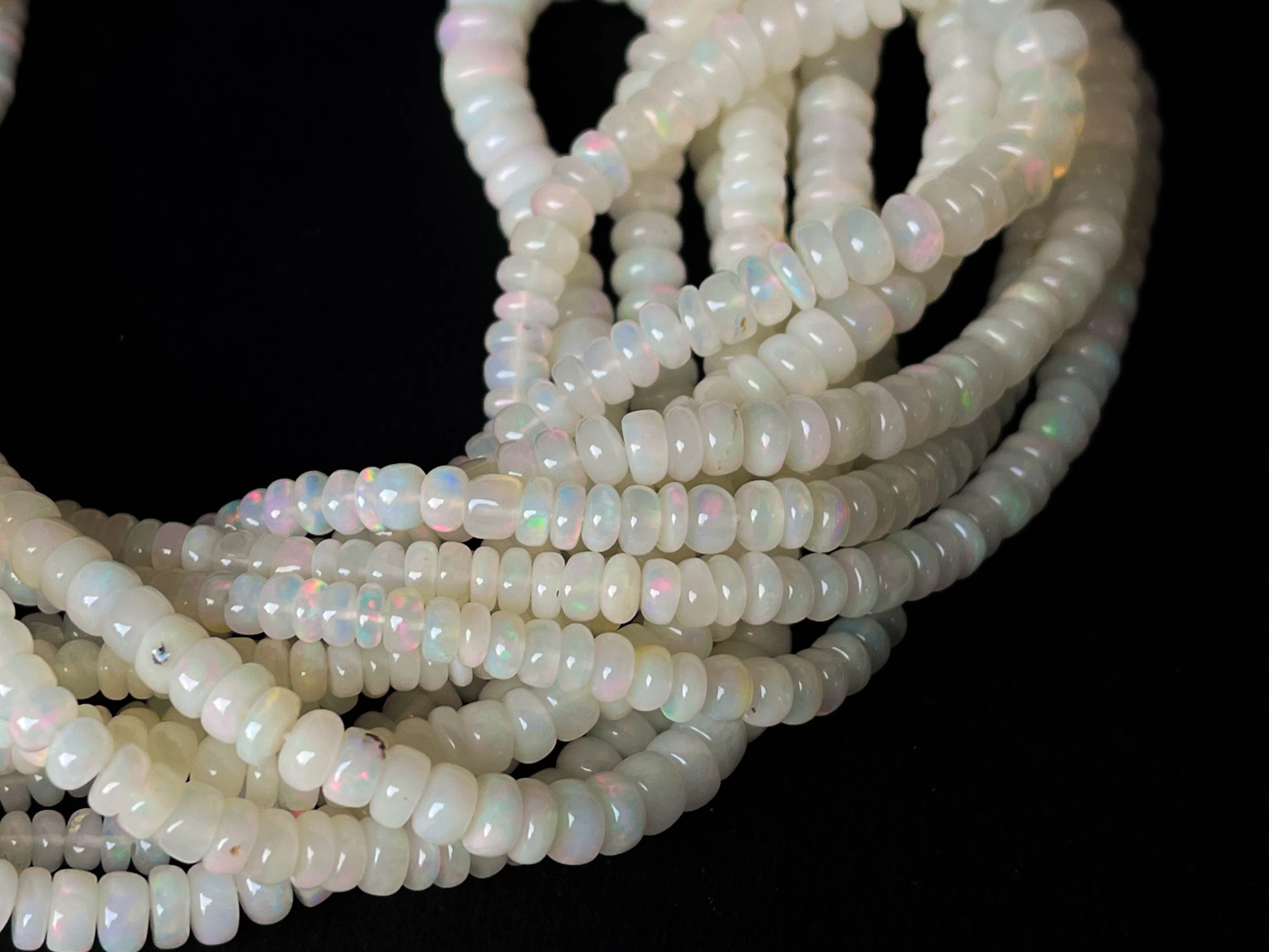 Ethiopian Opal Smooth Rondelle Beads | 3mm to 6mm | 16 Inch
