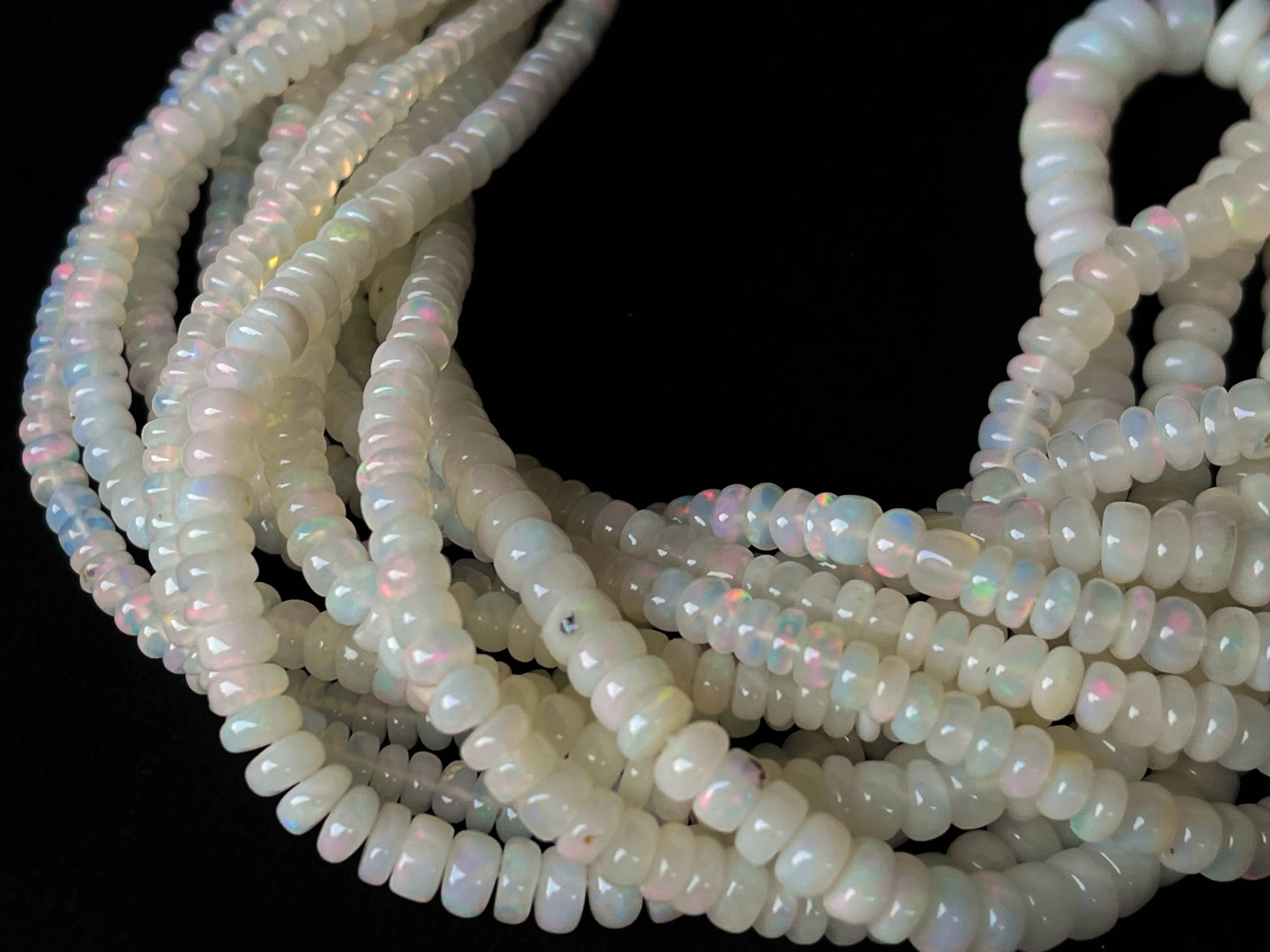 Ethiopian Opal Smooth Rondelle Beads | 3mm to 6mm | 16 Inch