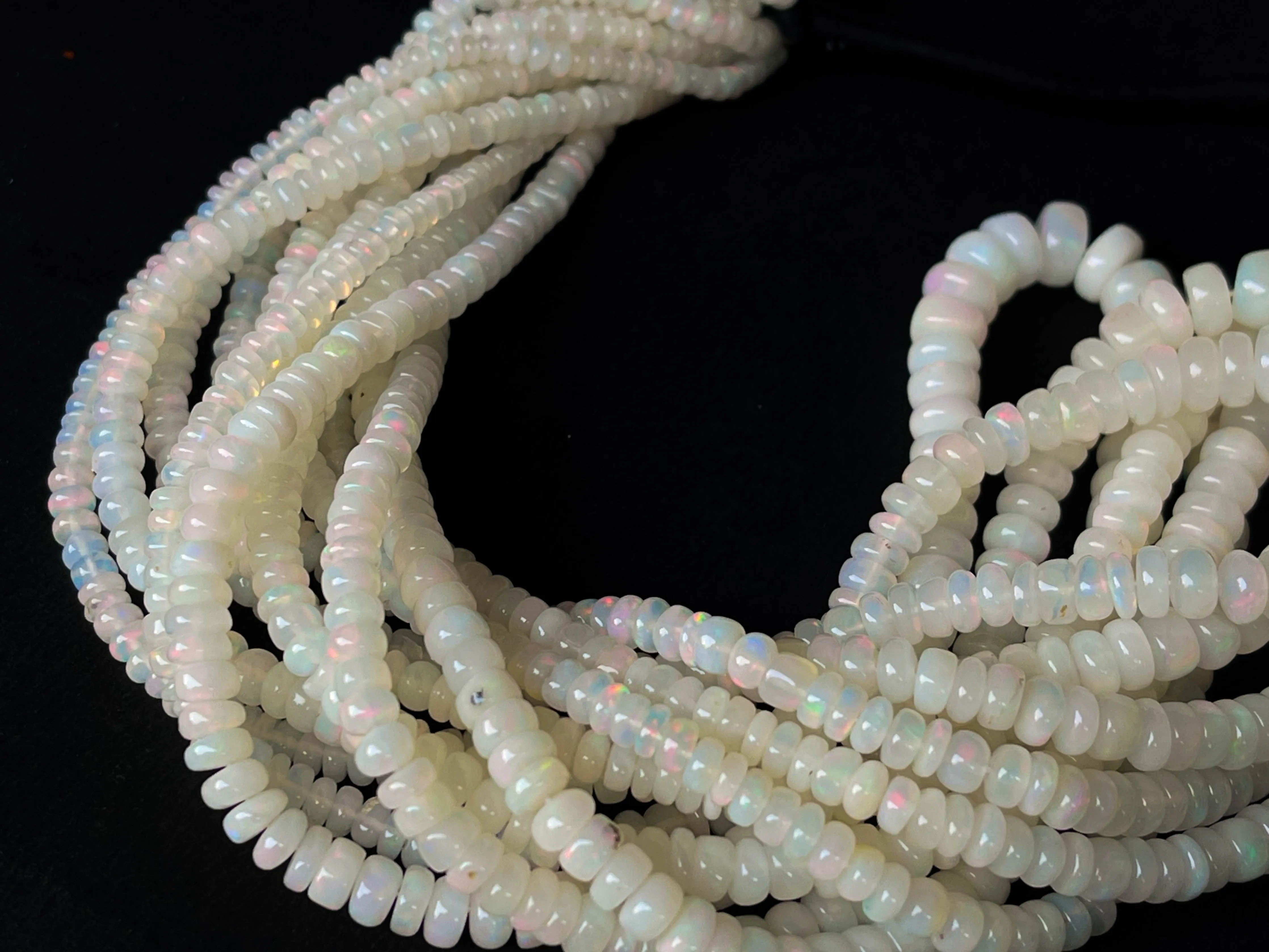 Ethiopian Opal Smooth Rondelle Beads | 3mm to 6mm | 16 Inch