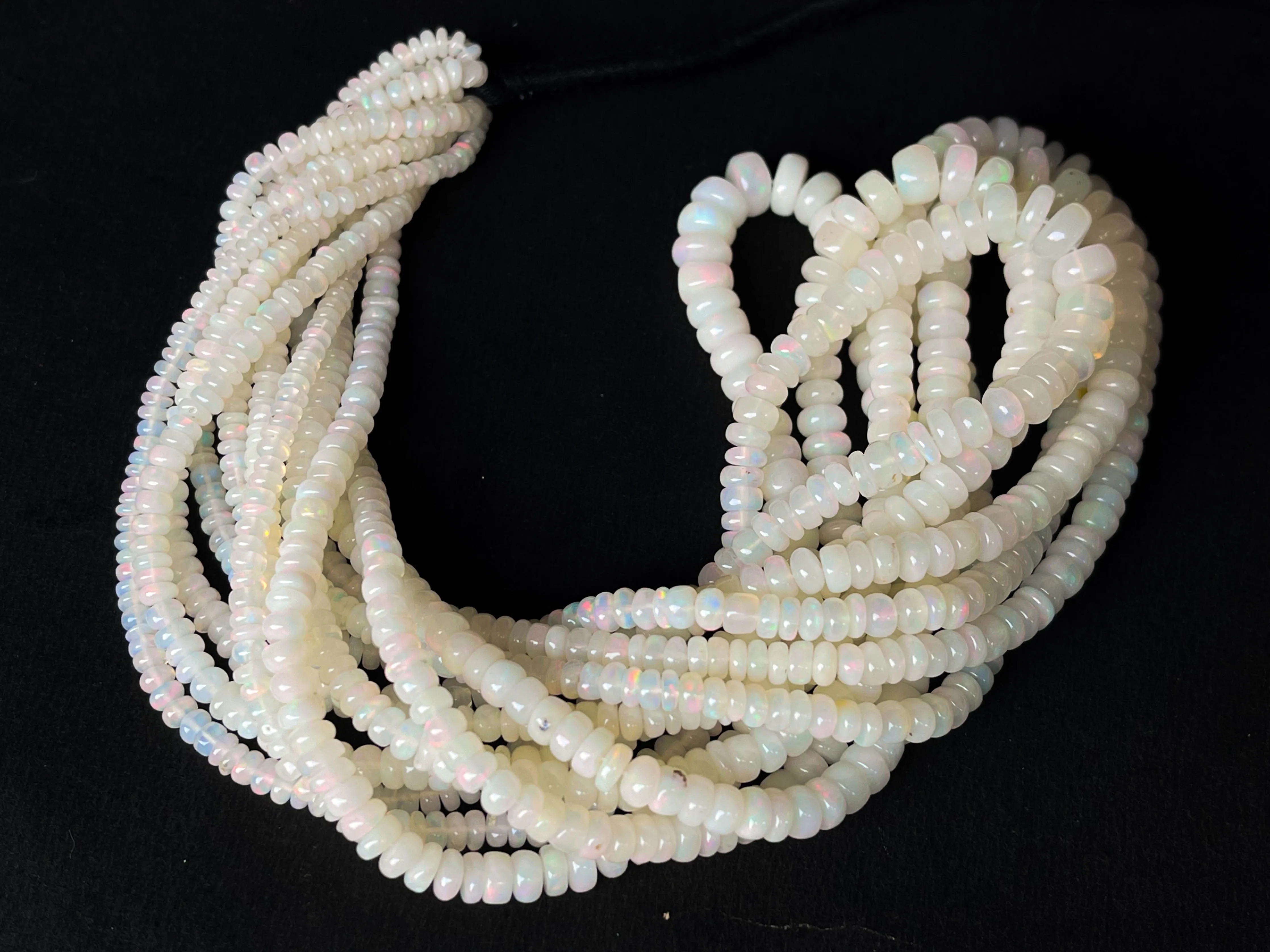 Ethiopian Opal Smooth Rondelle Beads | 3mm to 6mm | 16 Inch