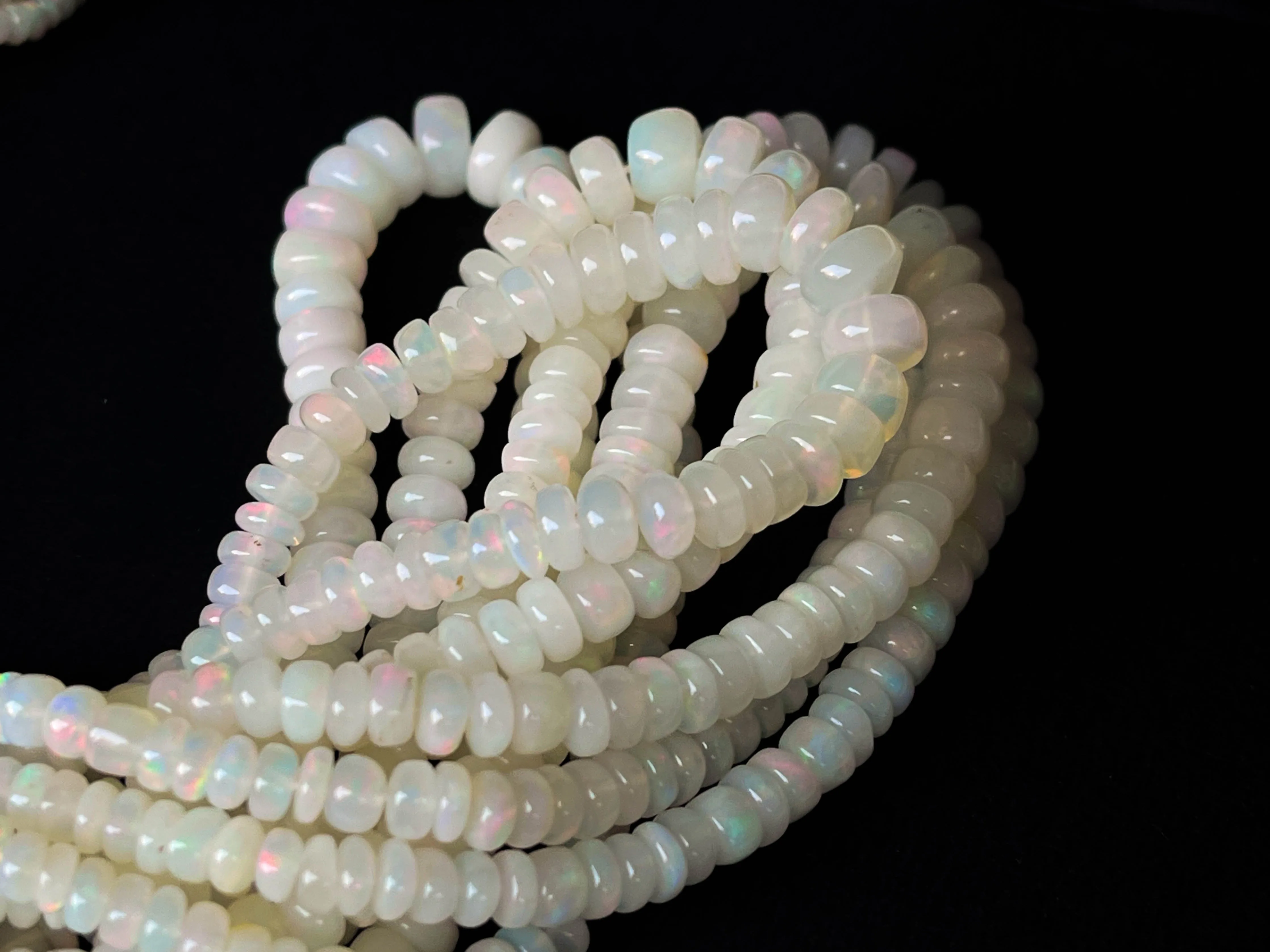 Ethiopian Opal Smooth Rondelle Beads | 3mm to 6mm | 16 Inch