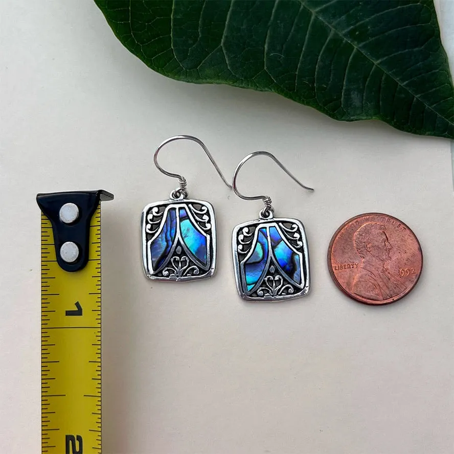 Fair and Square Abalone and Sterling Earrings