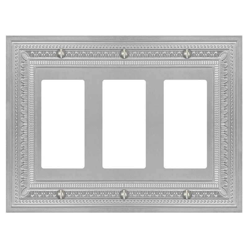 Filigree Border Satin Nickel Cast - 3 Rocker Wallplate