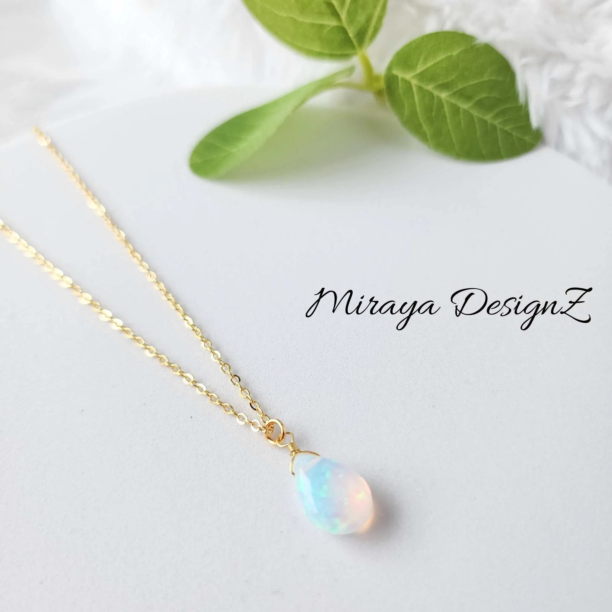 Fire Opal Necklace - Teardrop