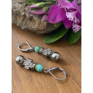 FLOWER CROSS EARRINGS