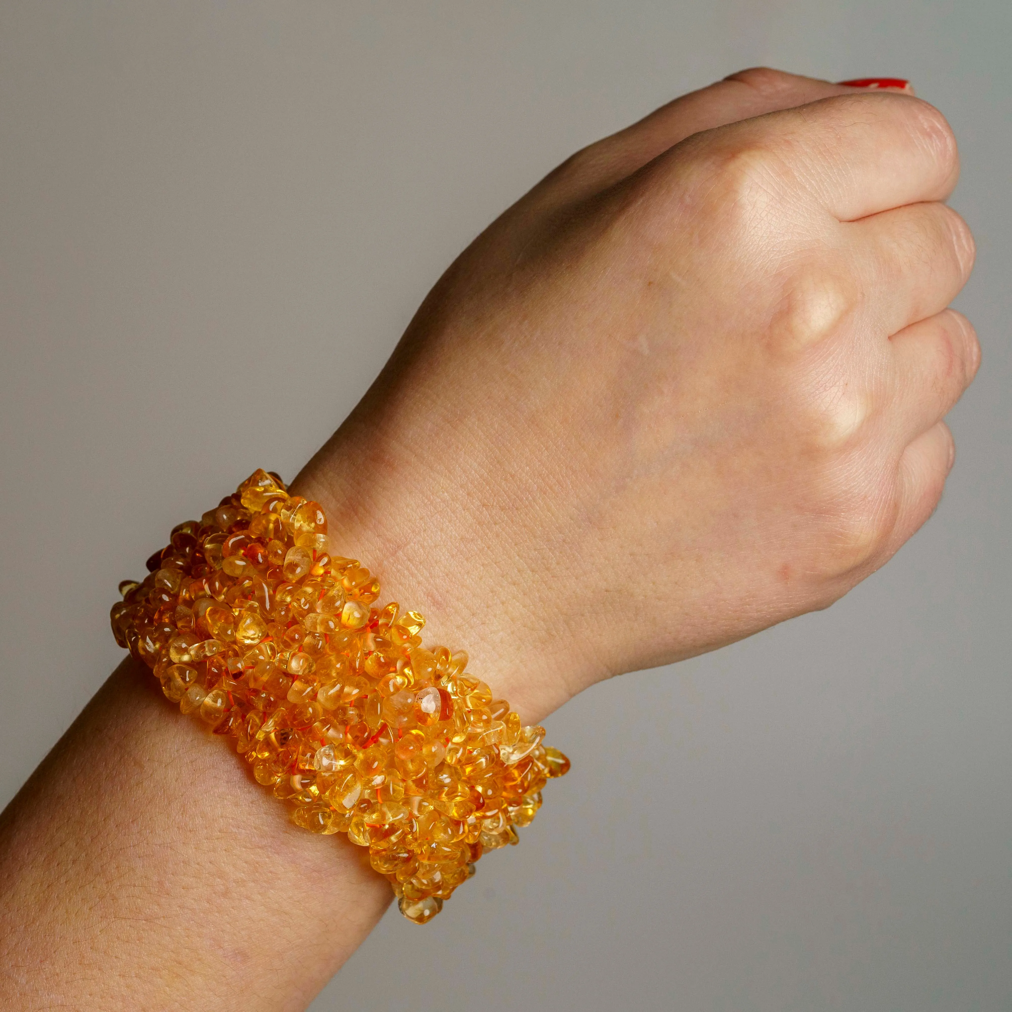 Genuine Citrine Gemstone 6.5 Inch Cuff Bracelet