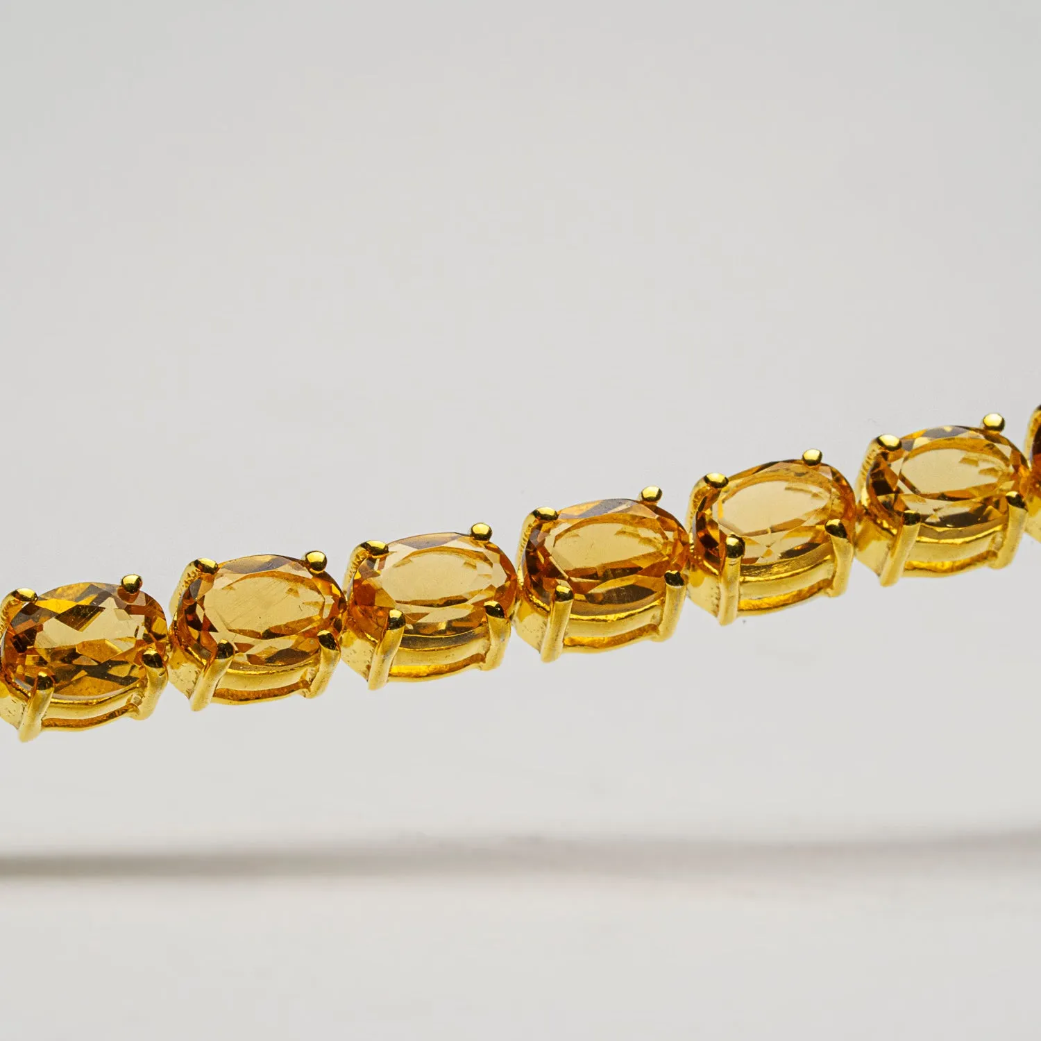 Genuine Citrine Gemstone Tennis Bracelet in 14kt Gold Plated over Sterling Silver