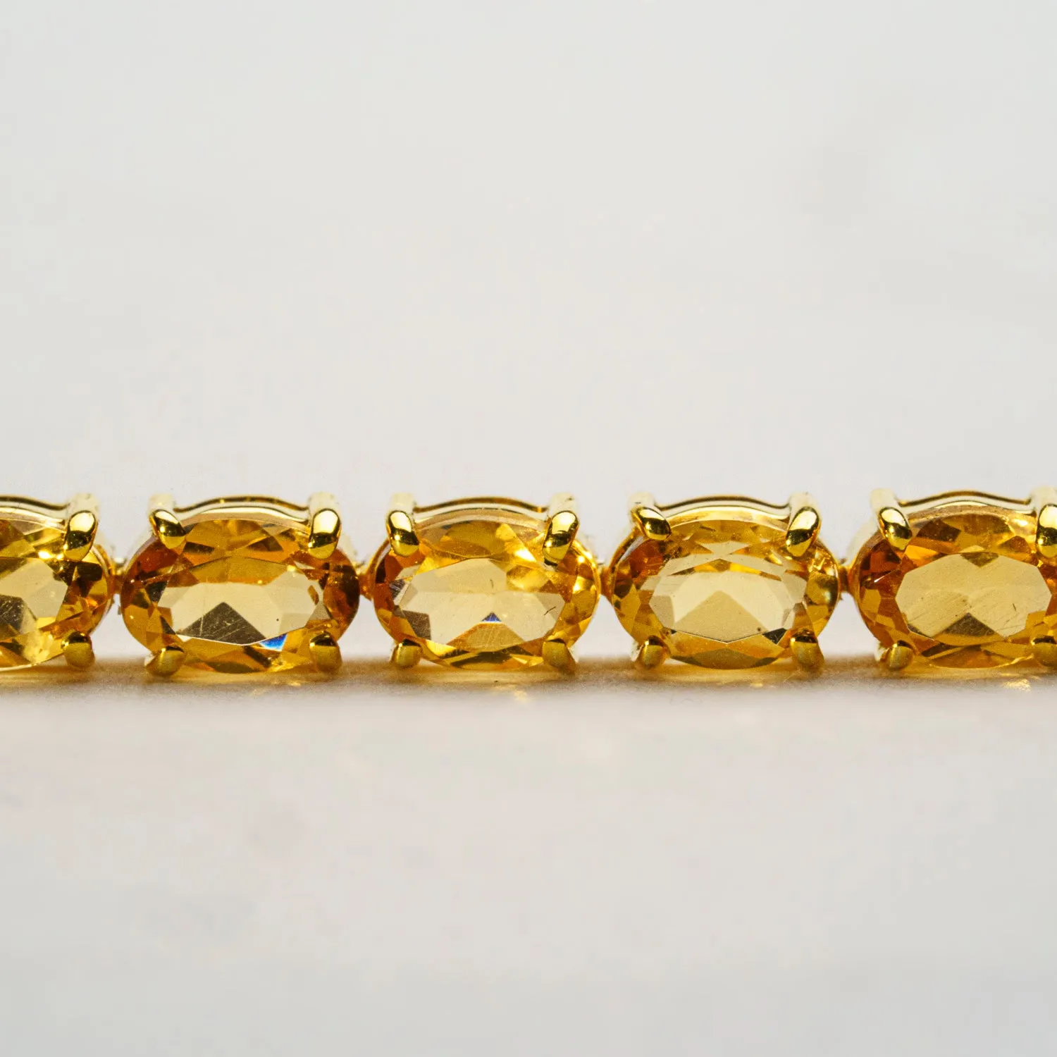 Genuine Citrine Gemstone Tennis Bracelet in 14kt Gold Plated over Sterling Silver