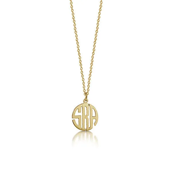 Gold Block Mini Monogram Necklace-Purple Mermaid Designs