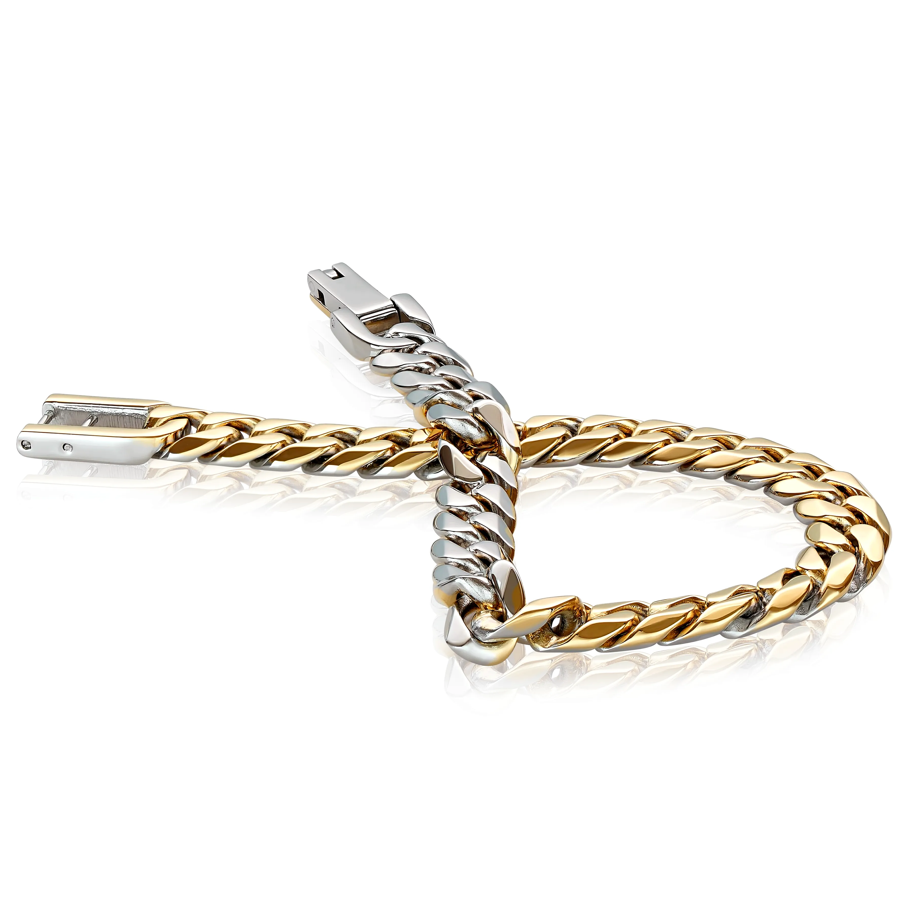 Italgem 7.7mm Curb Link Bracelet - Reversible Silver/Gold