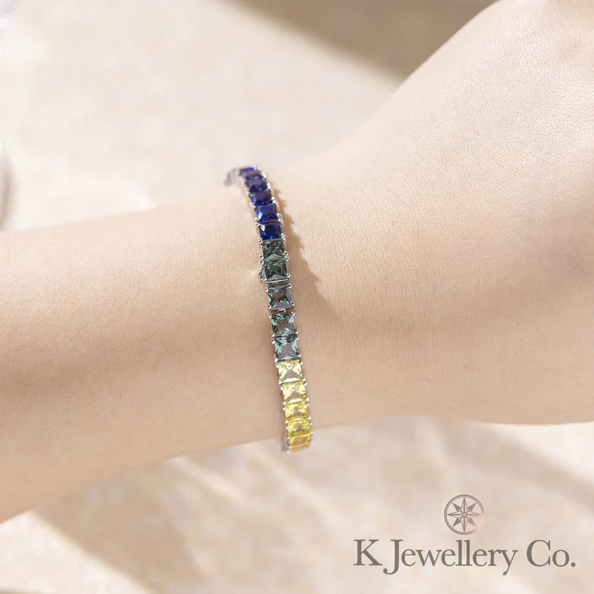 Lab Grown Gem 12ct Full Paved Bracelet 實驗室培育寶石彩虹手鏈