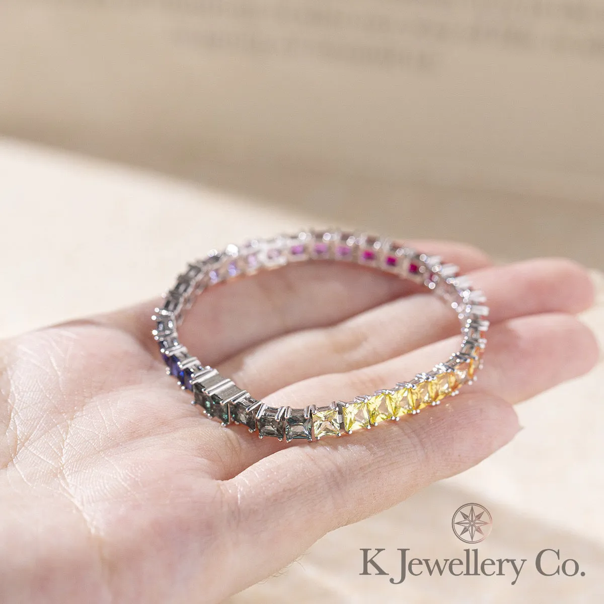 Lab Grown Gem 12ct Full Paved Bracelet 實驗室培育寶石彩虹手鏈