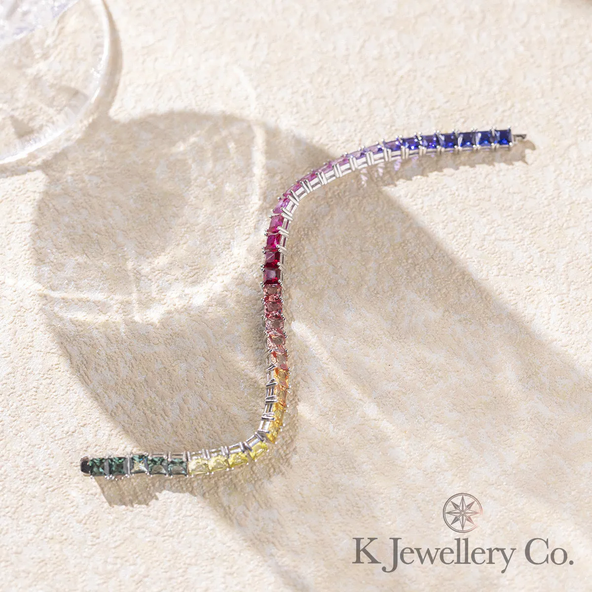 Lab Grown Gem 12ct Full Paved Bracelet 實驗室培育寶石彩虹手鏈
