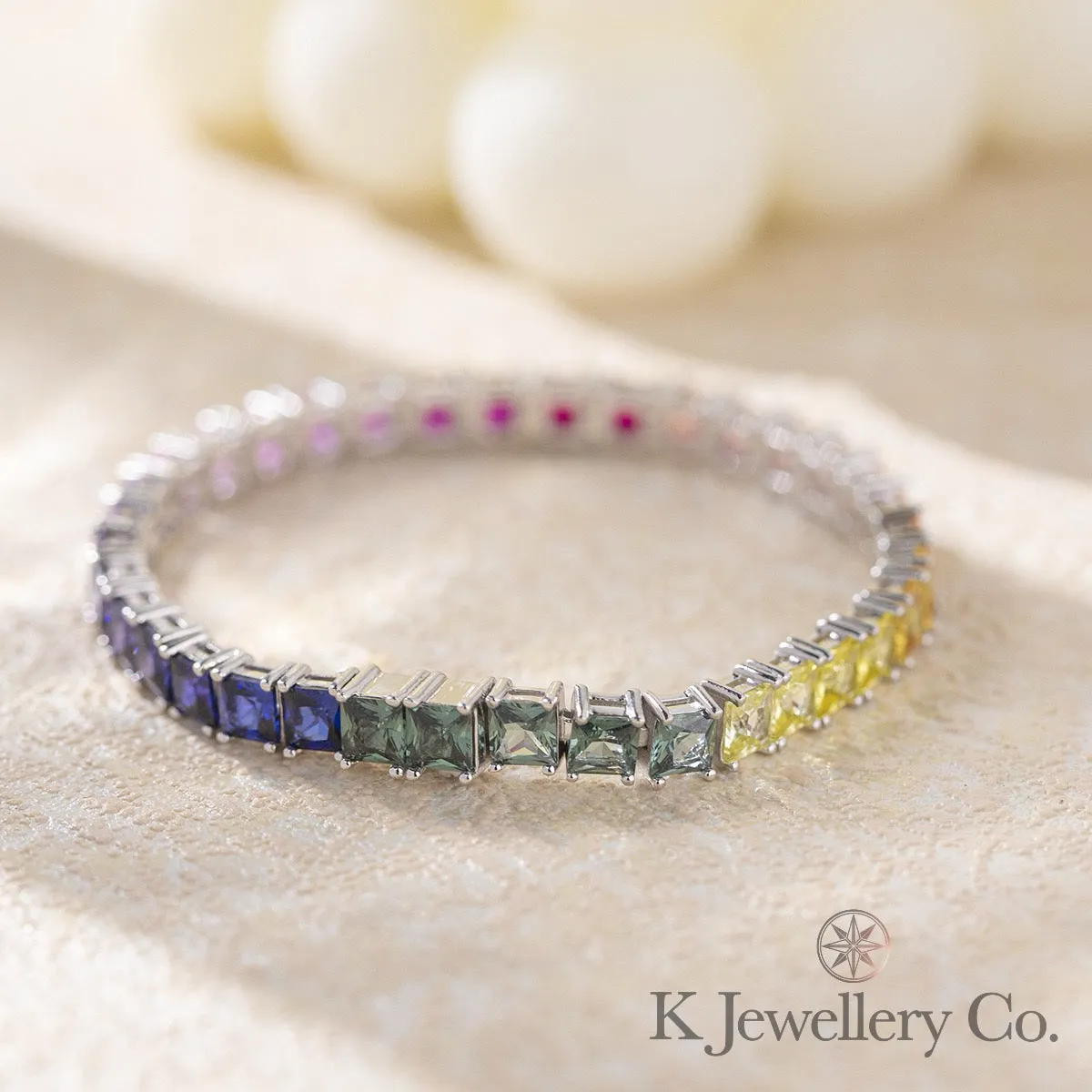 Lab Grown Gem 12ct Full Paved Bracelet 實驗室培育寶石彩虹手鏈