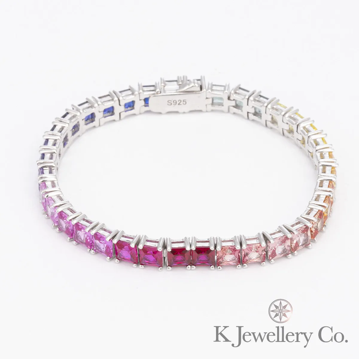 Lab Grown Gem 12ct Full Paved Bracelet 實驗室培育寶石彩虹手鏈