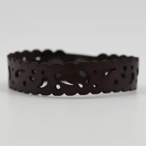 Leather bracelet w/filigree style cutout detail