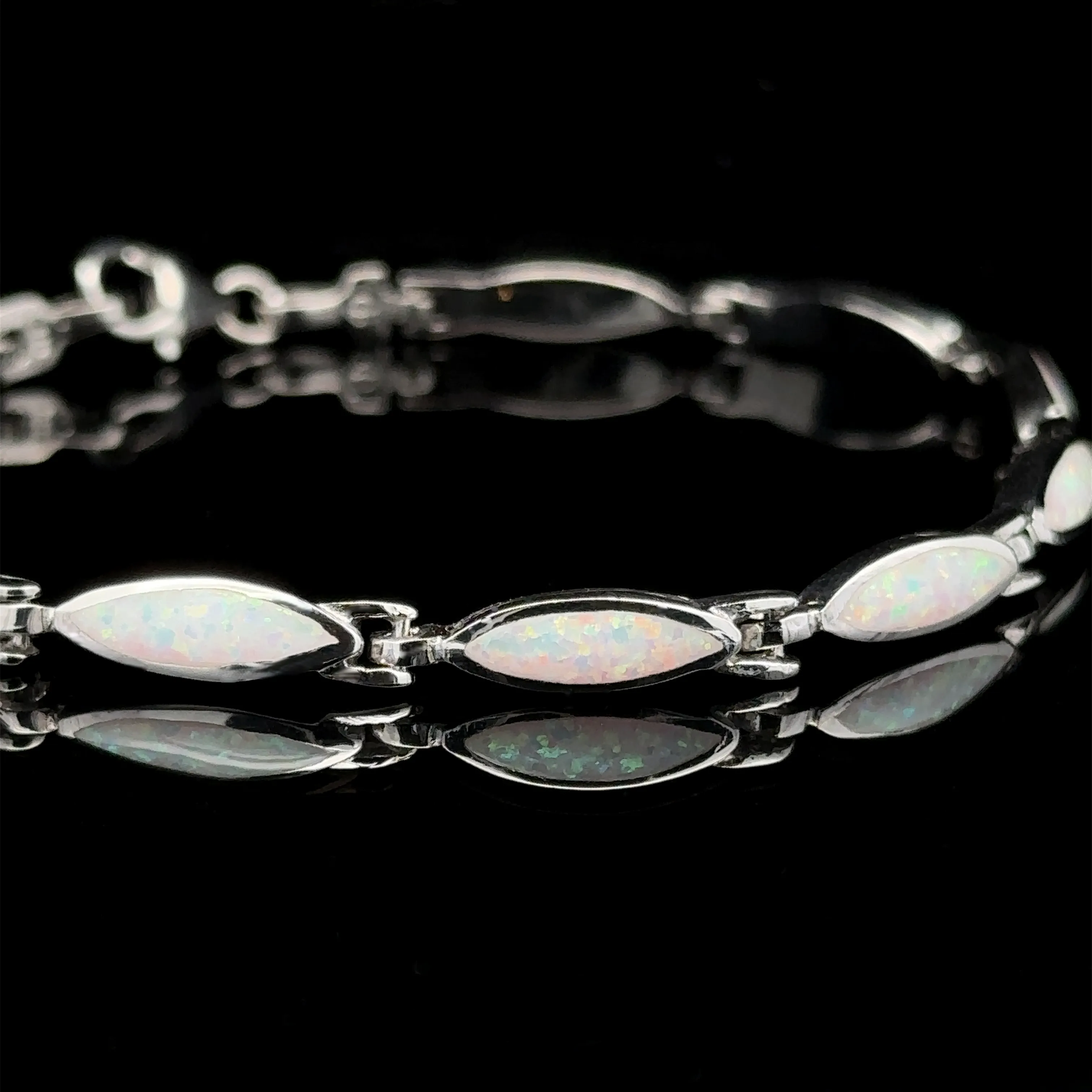 Marquise Shaped Lab-Created Opal Bracelet
