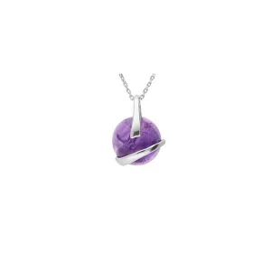 MILENA Elegant Silver Necklace Amethyst Ball