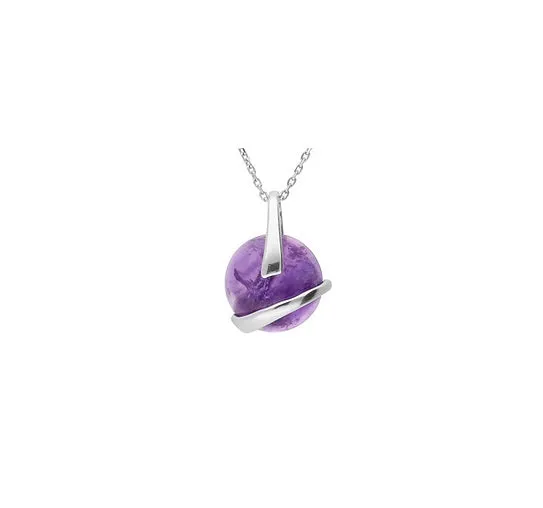 MILENA Elegant Silver Necklace Amethyst Ball