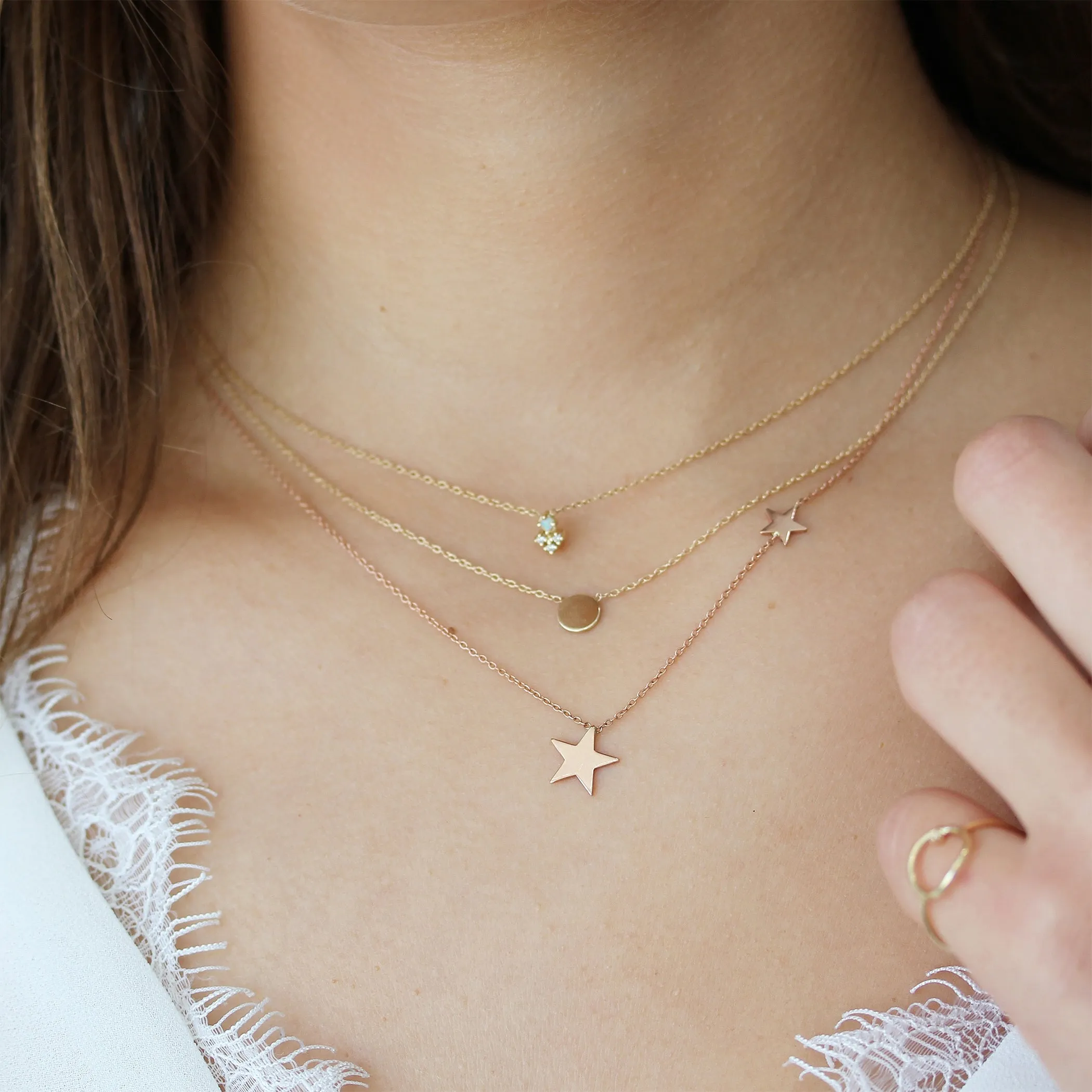 OPAL WITH THREE DIAMONDS NECKLACE