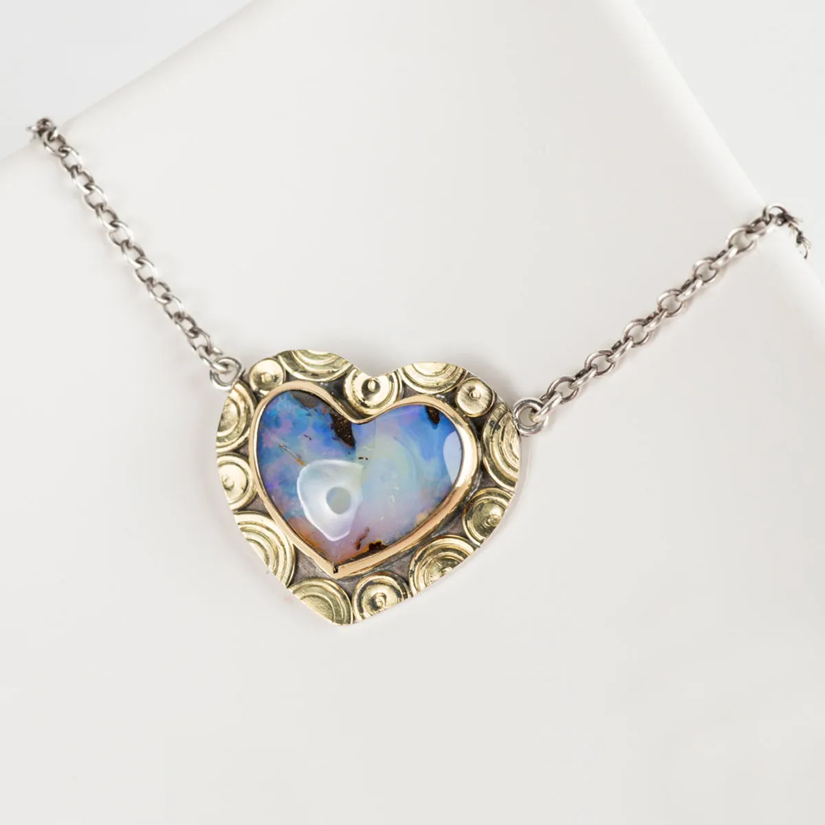 Osaka Australian Boulder Opal Heart Necklace