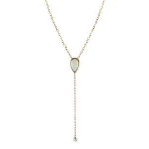 PEAR OPAL LARIAT WITH DIAMOND