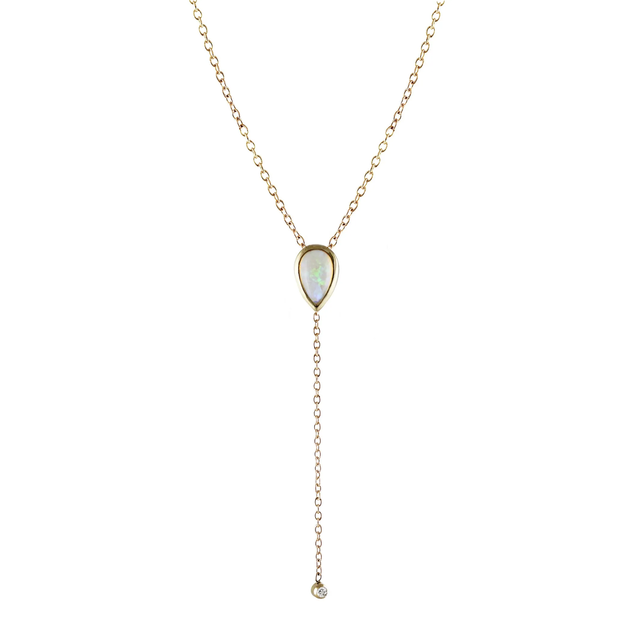PEAR OPAL LARIAT WITH DIAMOND