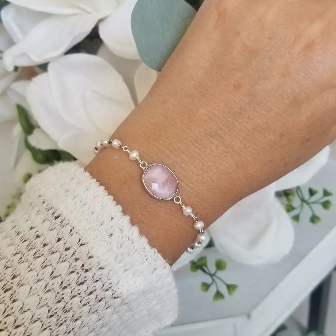 Pink Opal and Pearl Bracelet