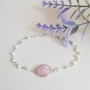 Pink Opal and Pearl Bracelet