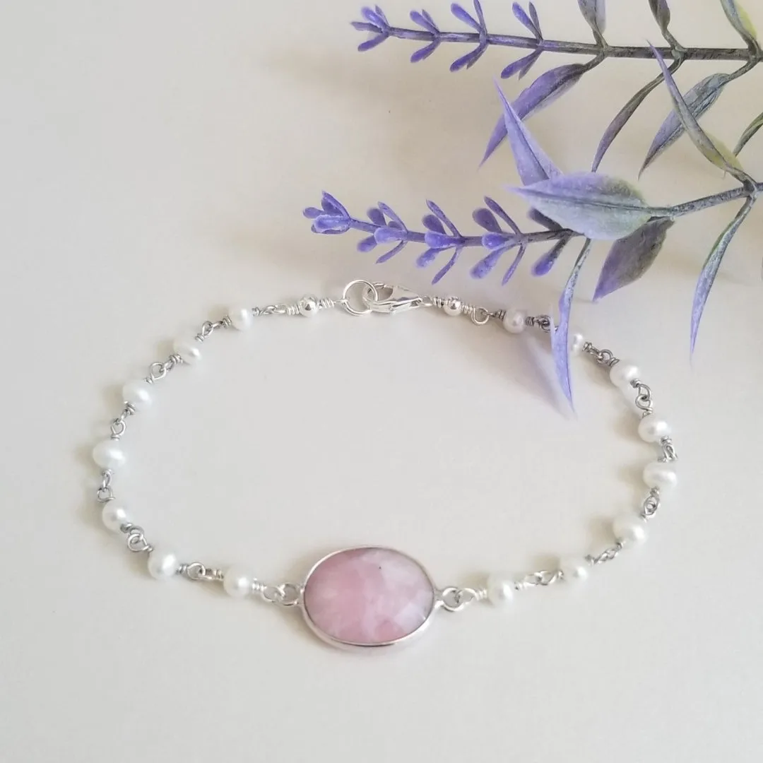 Pink Opal and Pearl Bracelet