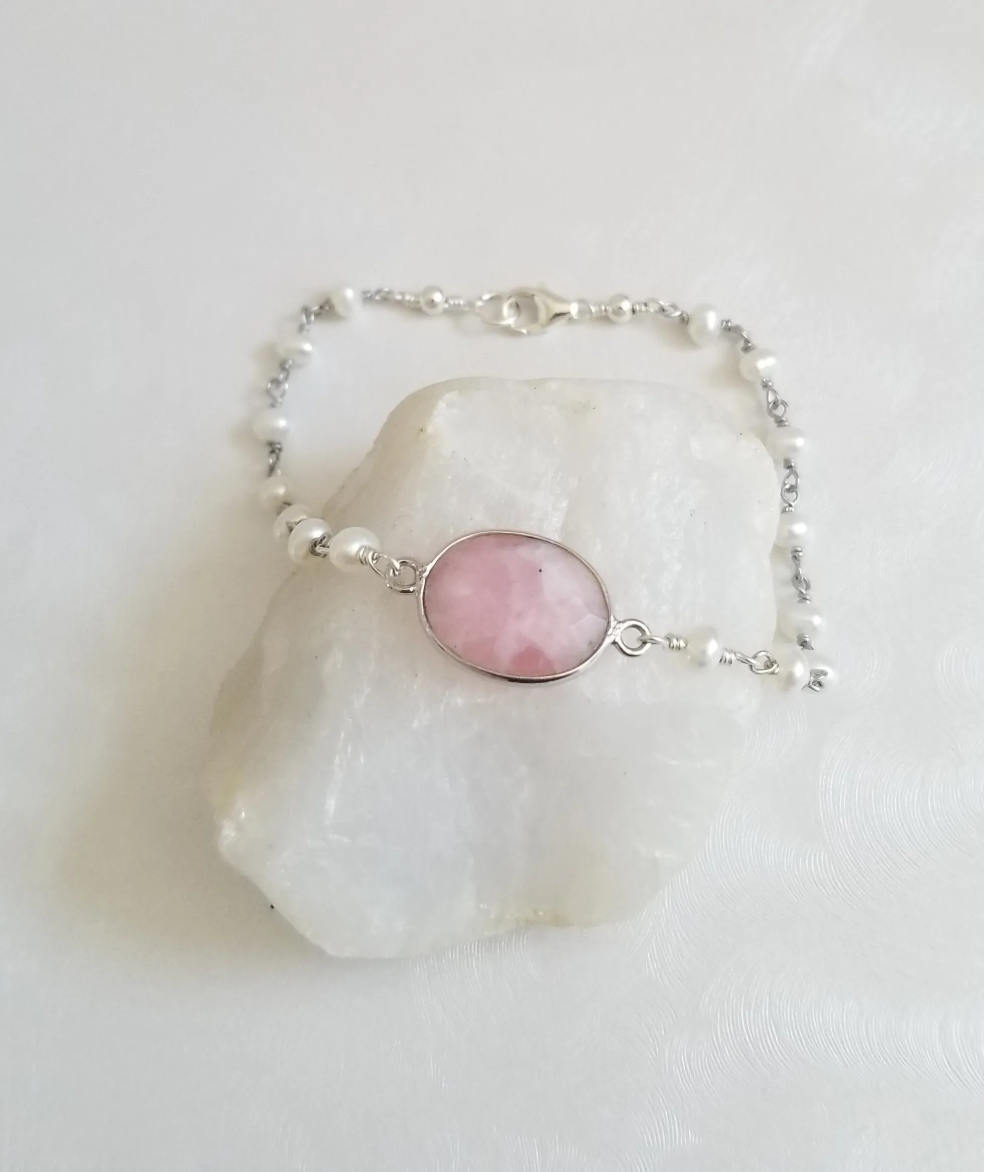Pink Opal and Pearl Bracelet
