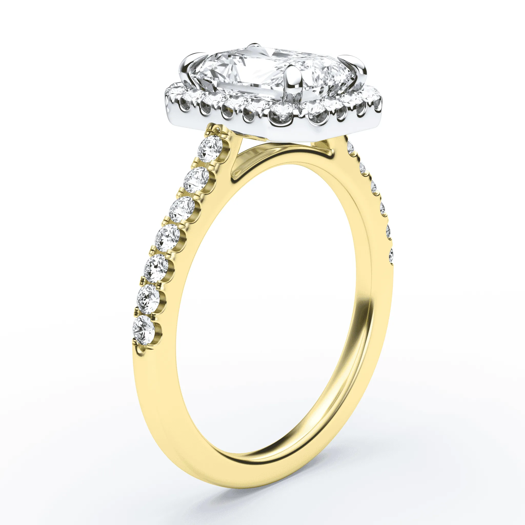 Radiant Cut Halo Pave Ring